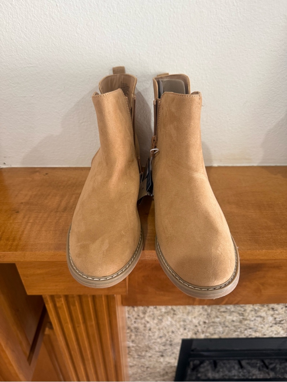 Universal Thread Tan Suede Chelsea Booties with Side Zip